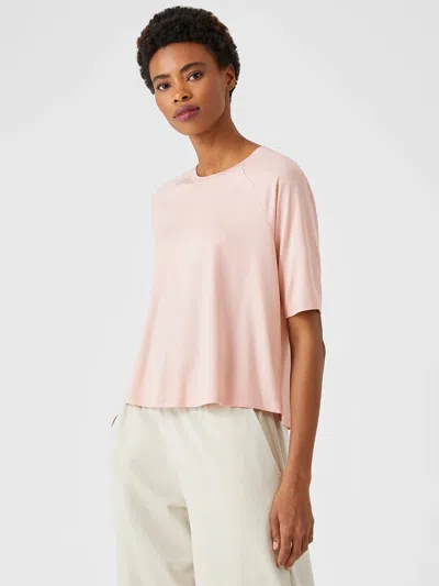 Eileen Fisher Fine Jersey Crew Neck Top In Pink