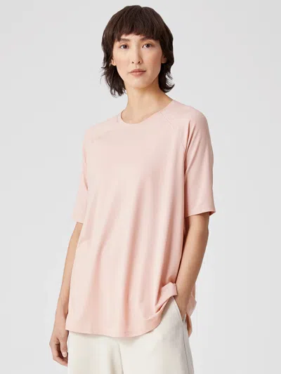 Eileen Fisher Fine Jersey Crew Neck Top In Pink