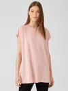 Eileen Fisher Fine Jersey Crew Neck Top In Pink