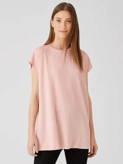 Eileen Fisher Fine Jersey Crew Neck Top In Pink