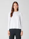 Eileen Fisher Fine Jersey Crew Neck Top In White