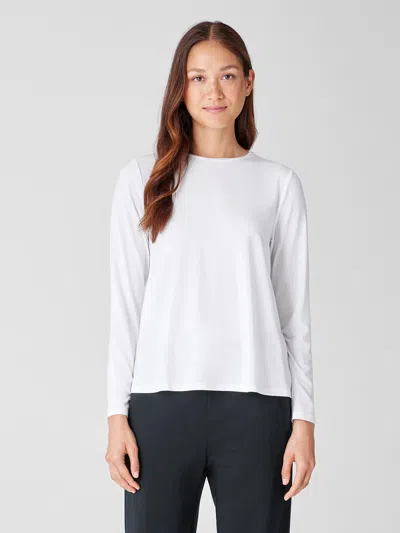 Eileen Fisher Fine Jersey Crew Neck Top In White