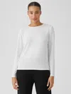 Eileen Fisher Fine Jersey Crew Neck Top In White