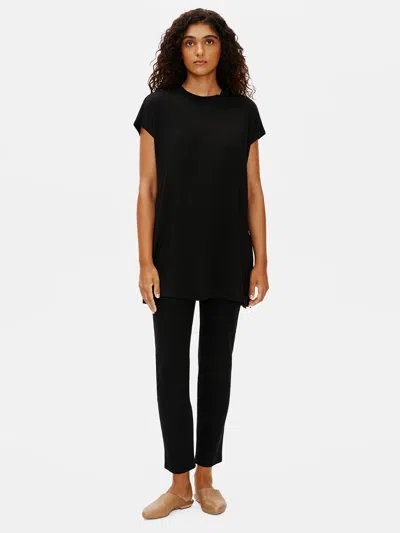 Eileen Fisher Fine Jersey Crew Neck Tunic In Black