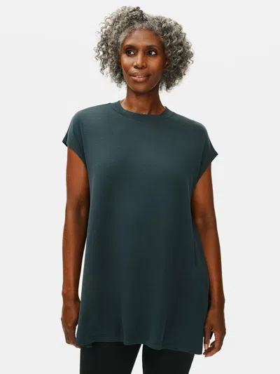 Eileen Fisher Fine Jersey Crew Neck Tunic In Green