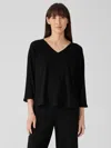 Eileen Fisher Fine Jersey Dolman-sleeve Top In Black