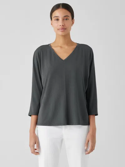 Eileen Fisher Fine Jersey Dolman-sleeve Top In Gray