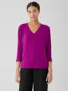 Eileen Fisher Fine Jersey Dolman-sleeve Top In Purple