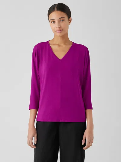 Eileen Fisher Fine Jersey Dolman-sleeve Top In Purple
