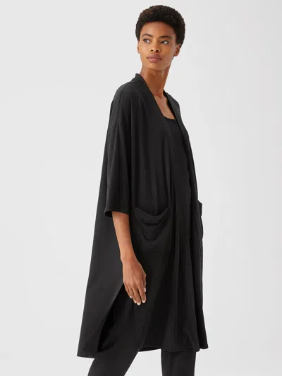 Eileen Fisher Fine Jersey Elbow-sleeve Jacket In Black