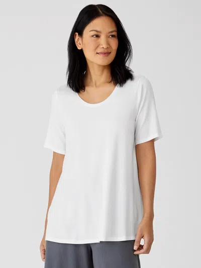 Eileen Fisher Fine Jersey Elbow-sleeve Top In Red