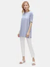 Eileen Fisher Fine Jersey Elbow-sleeve Tunic In Blue