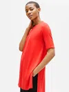 Eileen Fisher Fine Jersey Elbow-sleeve Tunic In Orange