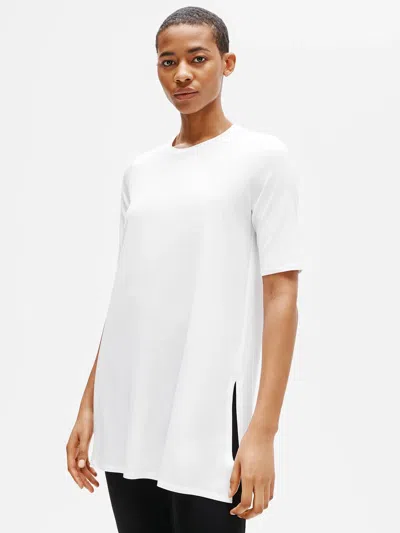 Eileen Fisher Fine Jersey Elbow-sleeve Tunic In White
