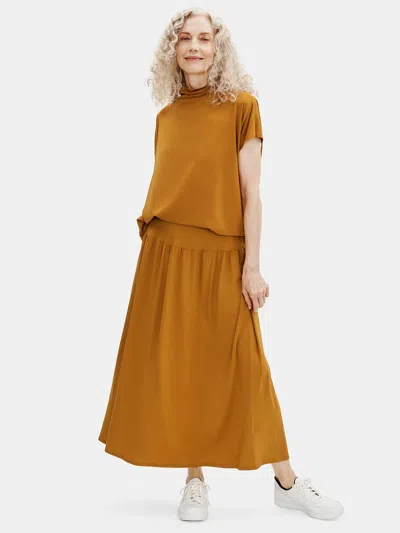 Eileen Fisher Fine Jersey Flare Skirt In Brown