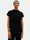 Eileen Fisher Fine Jersey Funnel Neck Top In Black