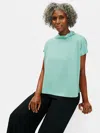 Eileen Fisher Fine Jersey Funnel Neck Top In Green