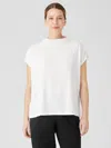 Eileen Fisher Fine Jersey Funnel Neck Top In White