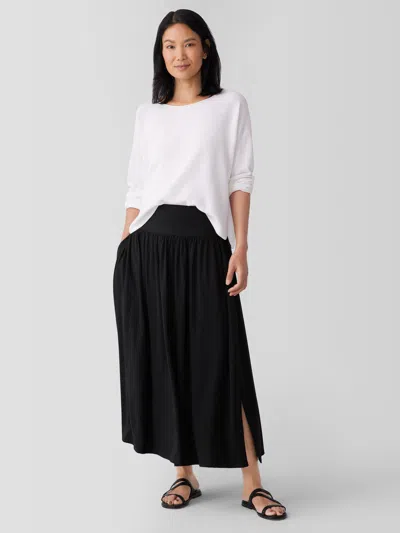 Eileen Fisher Fine Jersey Gathered Skirt In Black