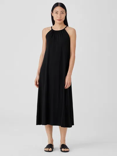Eileen Fisher Fine Jersey Halter Dress In Black