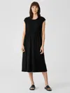 Eileen Fisher Fine Jersey Jewel Neck Dress In Blue