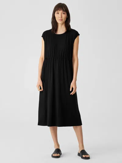 Eileen Fisher Fine Jersey Jewel Neck Dress In Blue
