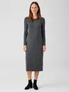 Eileen Fisher Fine Jersey Jewel Neck Dress In Gray