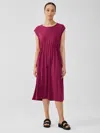 Eileen Fisher Fine Jersey Jewel Neck Dress In Pink