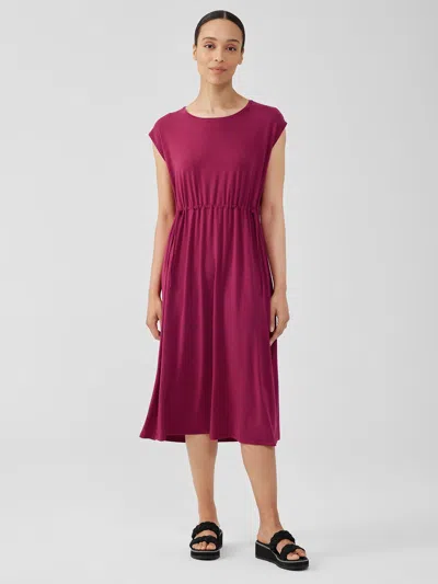 Eileen Fisher Fine Jersey Jewel Neck Dress In Pink