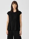 Eileen Fisher Fine Jersey Jewel Neck Top In Black