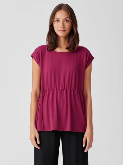 Eileen Fisher Fine Jersey Jewel Neck Top In Pink