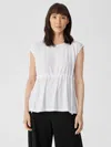 Eileen Fisher Fine Jersey Jewel Neck Top In White