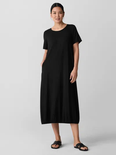 Eileen Fisher Fine Jersey Lantern Dress In Black