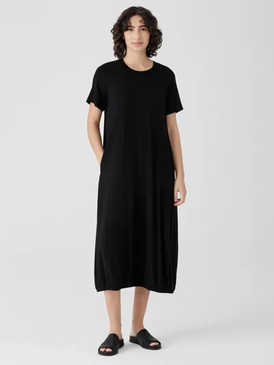 Eileen Fisher Fine Jersey Lantern Dress In Black
