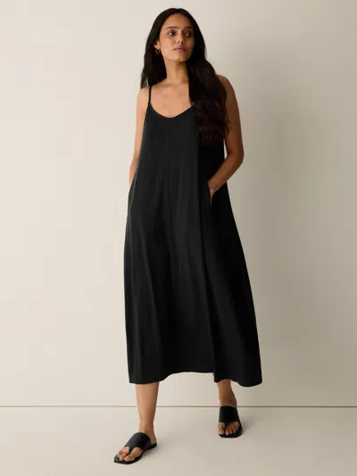 Eileen Fisher Fine Jersey Lantern Dress In Black