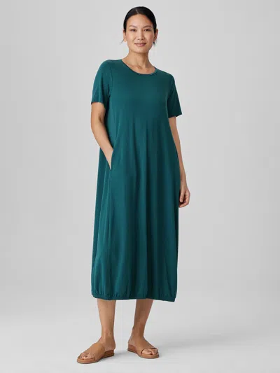 Eileen Fisher Fine Jersey Lantern Dress In Blue
