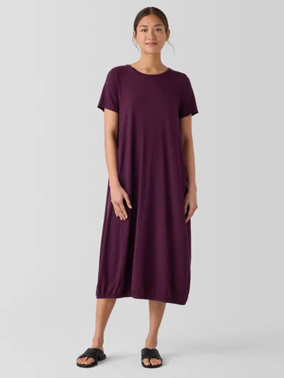 Eileen Fisher Fine Jersey Lantern Dress In Purple