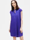 Eileen Fisher Fine Jersey Mandarin Collar Dress In Blue