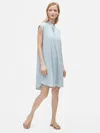 Eileen Fisher Fine Jersey Mandarin Collar Dress In Blue