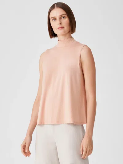Eileen Fisher Fine Jersey Mock Neck Tank In Brown