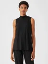 Eileen Fisher Fine Jersey Mock Neck Tank In Black
