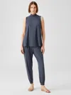 Eileen Fisher Fine Jersey Mock Neck Tank In Blue