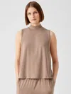 Eileen Fisher Fine Jersey Mock Neck Tank In Brown
