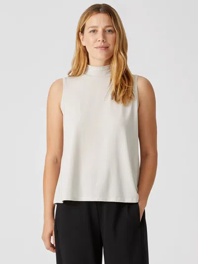 Eileen Fisher Fine Jersey Mock Neck Tank In Neutral