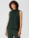 Eileen Fisher Fine Jersey Mock Neck Tank In Green
