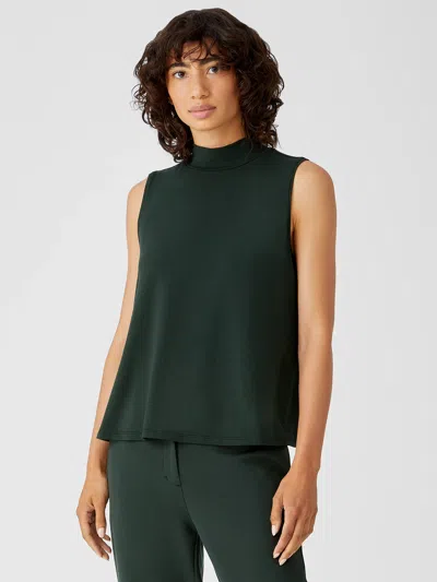 Eileen Fisher Fine Jersey Mock Neck Tank In Green