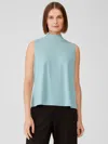 Eileen Fisher Fine Jersey Mock Neck Tank In Blue