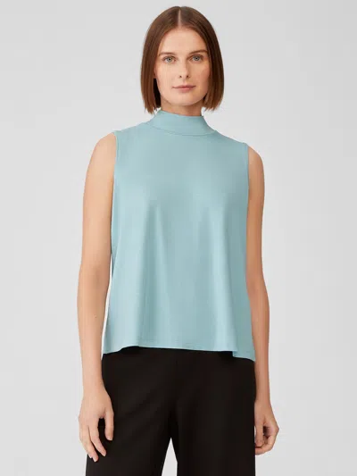 Eileen Fisher Fine Jersey Mock Neck Tank In Blue