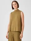 Eileen Fisher Fine Jersey Mock Neck Tank In Green