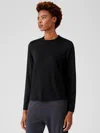 Eileen Fisher Fine Jersey Mock Neck Top In Black
